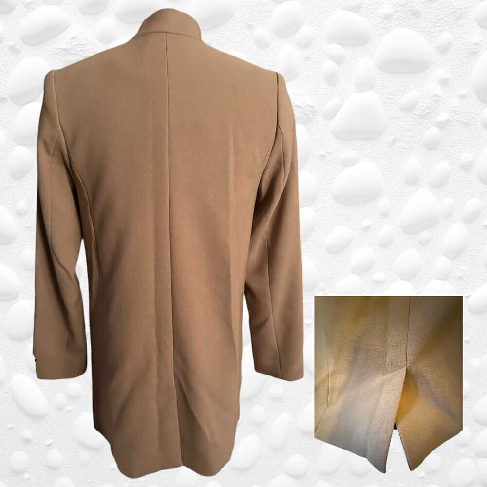 H & M Unusual Design Ladies Fitted Long Jacket - Beige - Size 6 Like New - Picture 2 of 9